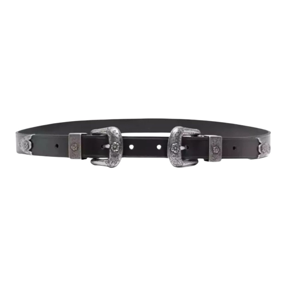 Polo Ralph Lauren Western Leather Double-Cachetta Buckle Belt - Picture 1 of 8